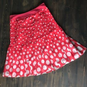 Boden EUC bright coral polka dots skirt